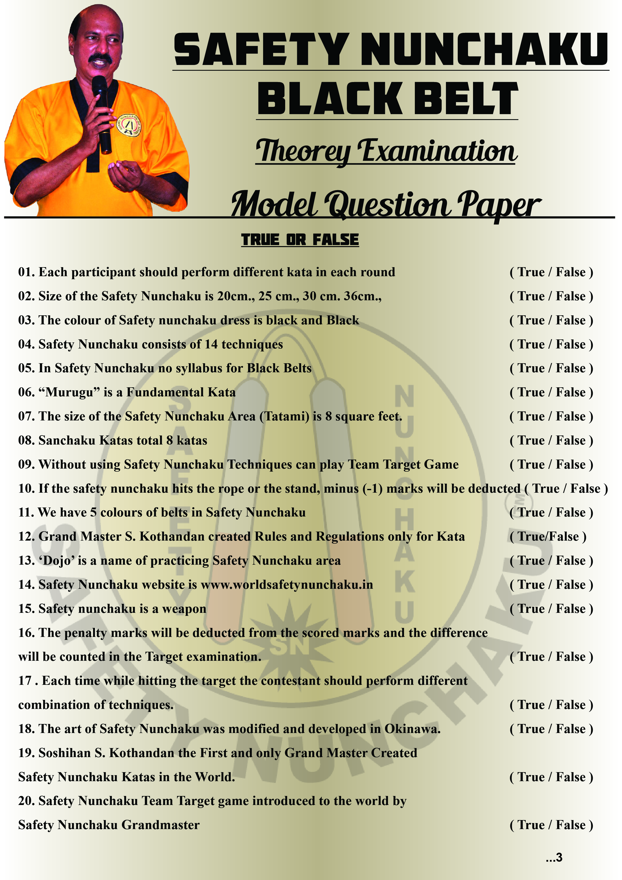 BlackBelt Theorey Model Examination Question Paper